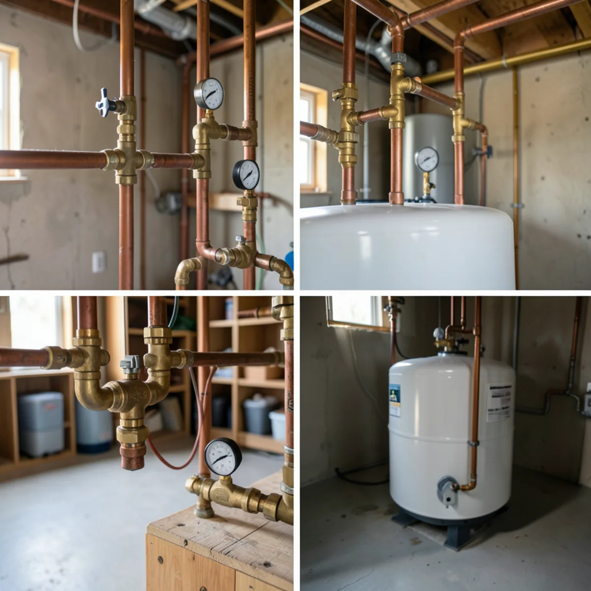 Master plumber inspecting gas pressure and combustion venting on water heater