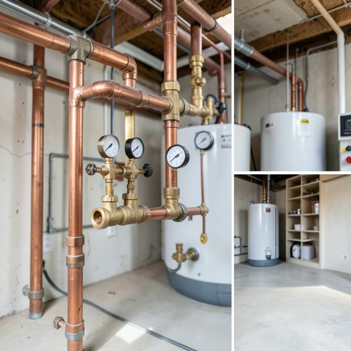 Code-compliant water heater installation featuring expansion tank mounted on cold supply line