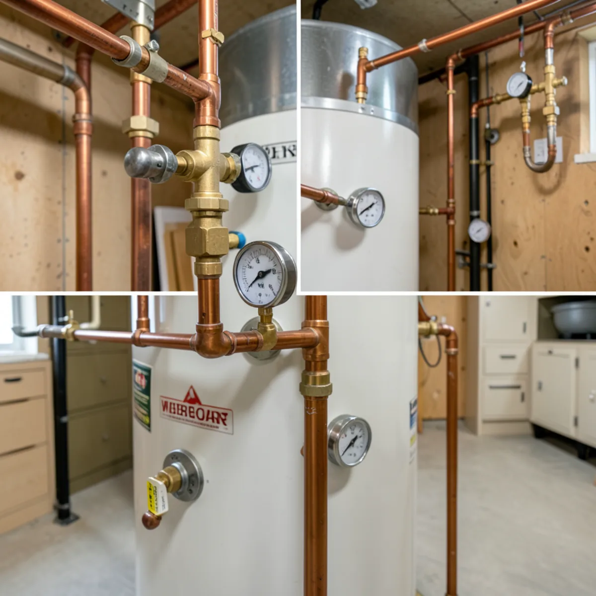 Newly installed high efficiency gas water heater with thermal expansion tank