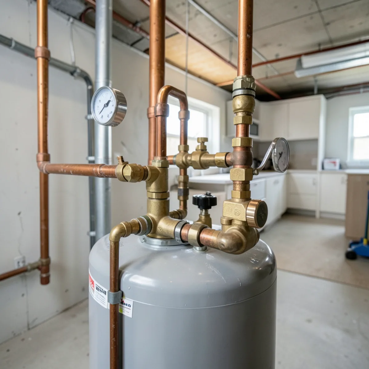 Detailed mechanical view for Hybrid heat pump water heater installation in Littleton, CO